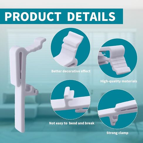 12 Pcs Vertical Blind Valance Clips – Replacement Clips for Vertical Blinds, Fits 1 1/2 Inch & 1 9/16 Inch Rails, White Plastic Dust Guard Bracket in Kuwait