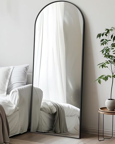 Antok Full Length Mirror, 58"x19" Arched Floor Mirror, Mirror Full Length with Stand, Wall Mounted Mirrors for Living Room Bedroom,Black in Saudi Arabia