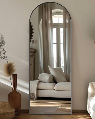 Antok Full Length Mirror, 58"x19" Arched Floor Mirror, Mirror Full Length with Stand, Wall Mounted Mirrors for Living Room Bedroom,Black in Saudi Arabia