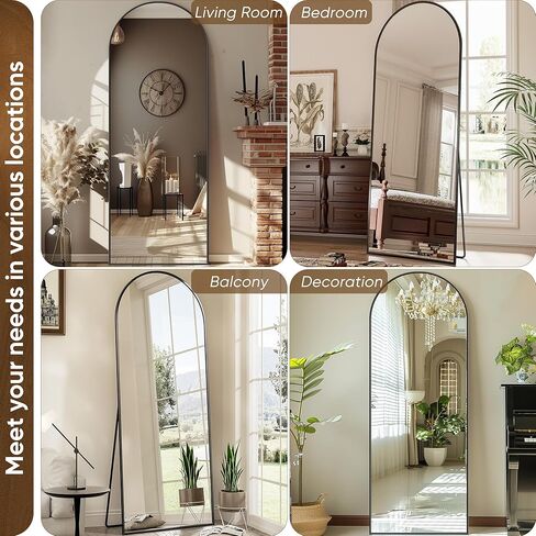 Antok Full Length Mirror, 58"x19" Arched Floor Mirror, Mirror Full Length with Stand, Wall Mounted Mirrors for Living Room Bedroom,Black in Saudi Arabia