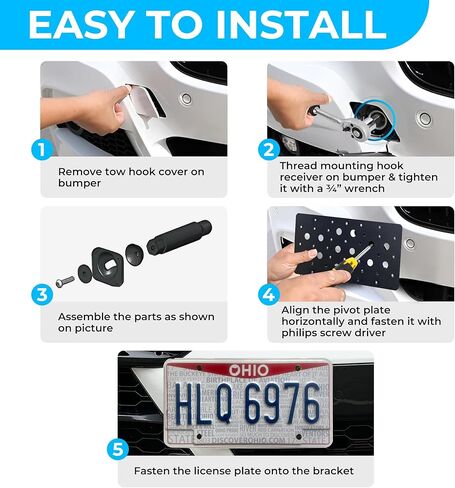 Bumper Tow Hook License Plate Mount Bracket For Lexus IS250 IS350 2006 - 2015 CT200h 2011 2012 2013 2014 2015 Screws and Wrench Included in Saudi Arabia
