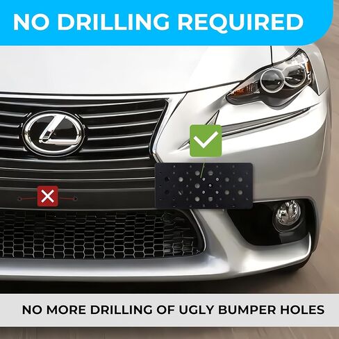 Bumper Tow Hook License Plate Mount Bracket For Lexus IS250 IS350 2006 - 2015 CT200h 2011 2012 2013 2014 2015 Screws and Wrench Included in Saudi Arabia