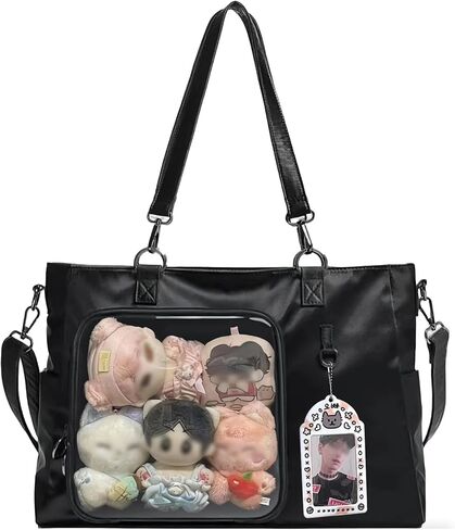 Kawaii Ita Bag with Clear Window and Insert Panel, Cute Aesthetic Tote Bag Anime Pin Display Crossbody Shoulder Messenger Bag for Women in Kuwait