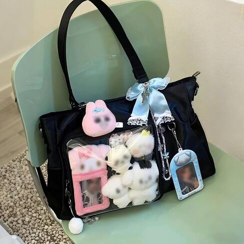 Kawaii Ita Bag with Clear Window and Insert Panel, Cute Aesthetic Tote Bag Anime Pin Display Crossbody Shoulder Messenger Bag for Women in Kuwait