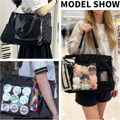 Kawaii Ita Bag with Clear Window and Insert Panel, Cute Aesthetic Tote Bag Anime Pin Display Crossbody Shoulder Messenger Bag for Women in Kuwait