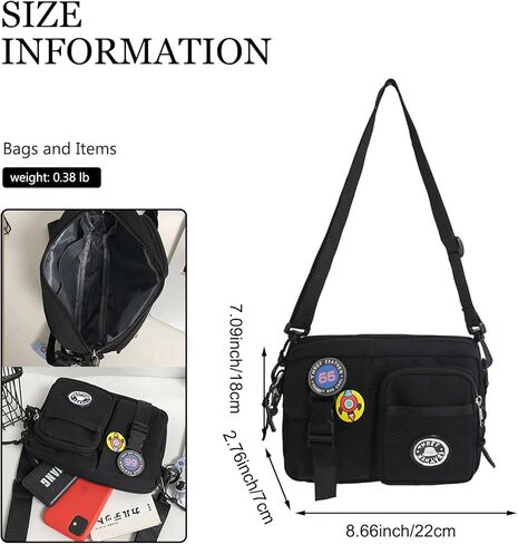 حقيبة كروس سوداء للرجال، حقيبة كتف صغيرة بحزام كتف مع سلسلة مفاتيح، حقيبة جانبية صغيرة للرجال in Kuwait