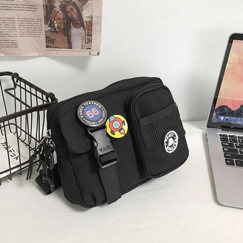 حقيبة كروس سوداء للرجال، حقيبة كتف صغيرة بحزام كتف مع سلسلة مفاتيح، حقيبة جانبية صغيرة للرجال in Kuwait