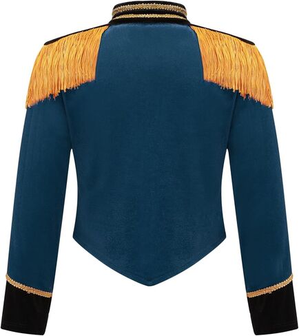 أطفال بنات الطبال موصل رئيسي مسيرة الفرقة طويلة الأكمام سترة معاطف لحفلة كرنفال الطاووس الأزرق 10 سنوات in Kuwait