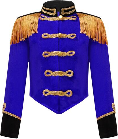 Kids Girls Circus Ringmaster Tassel Jacket Coat Tailcoats Drum Major Team Uniform for Carnival Party Blue 12 Years in Saudi Arabia