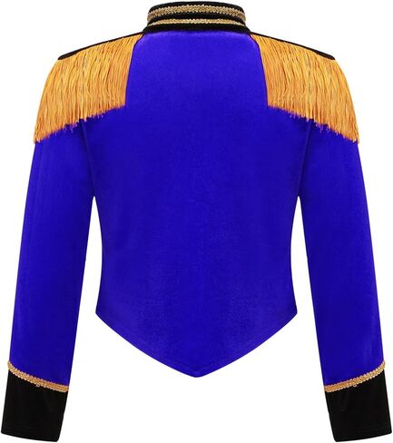 Kids Girls Circus Ringmaster Tassel Jacket Coat Tailcoats Drum Major Team Uniform for Carnival Party Blue 12 Years in Saudi Arabia
