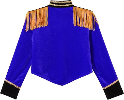 Kids Girls Circus Ringmaster Tassel Jacket Coat Tailcoats Drum Major Team Uniform for Carnival Party Blue 12 Years in Saudi Arabia