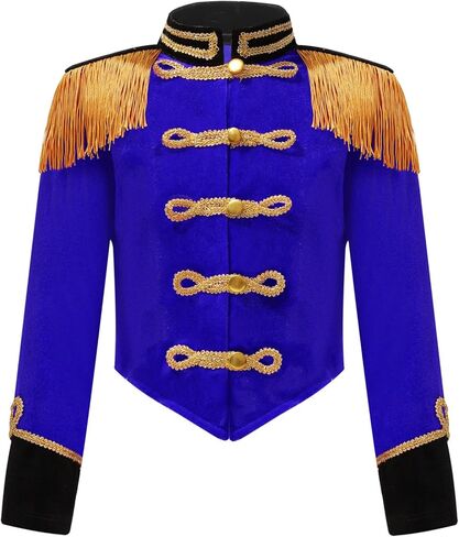 أطفال بنات الطبال موصل كبير مسيرة الفرقة طويلة الأكمام سترة Tailcoats لحفلة كرنفال الأزرق 6 سنوات in Kuwait