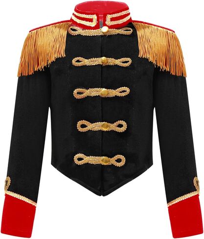 أطفال بنات الطبال موصل كبير مسيرة الفرقة طويلة الأكمام سترة Tailcoats لحفلة كرنفال أسود 4 سنوات in Kuwait