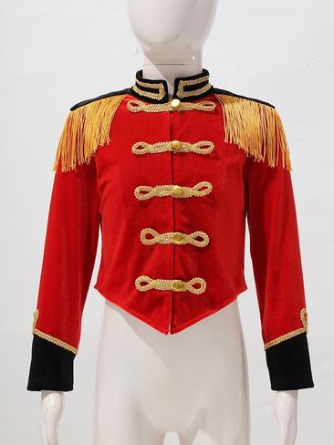 أطفال بنات الطبال موصل كبير مسيرة الفرقة طويلة الأكمام سترة معاطف لحفلة الكرنفال الأحمر 10 سنوات in Kuwait