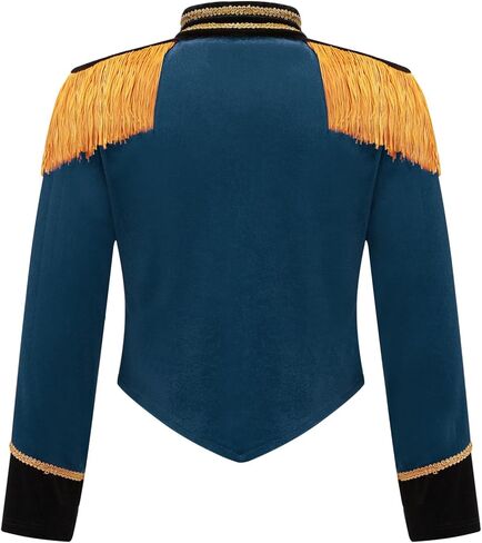 سترة أطفال بنات السيرك رينجماستر شرابة معاطف كرنفال حفلة طبل فريق رئيسي فستان موحد طاووس أزرق 6 سنوات in Kuwait