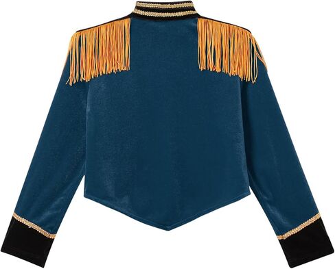 سترة أطفال بنات السيرك رينجماستر شرابة معاطف كرنفال حفلة طبل فريق رئيسي فستان موحد طاووس أزرق 6 سنوات in Kuwait