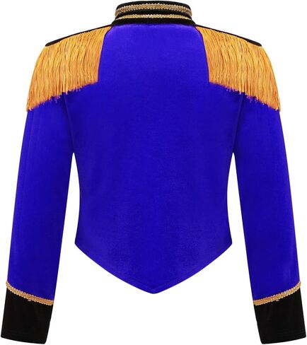 Kids Girls Circus Ringmaster Costume Stand Collar Long Sleeve Fringe Tassel Jacket for Band Showing Blue 8 Years in Saudi Arabia