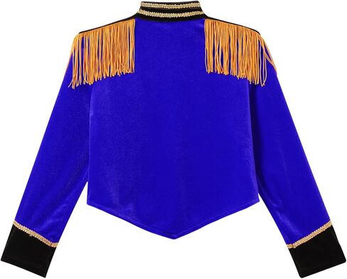 Kids Girls Circus Ringmaster Costume Stand Collar Long Sleeve Fringe Tassel Jacket for Band Showing Blue 8 Years in Saudi Arabia