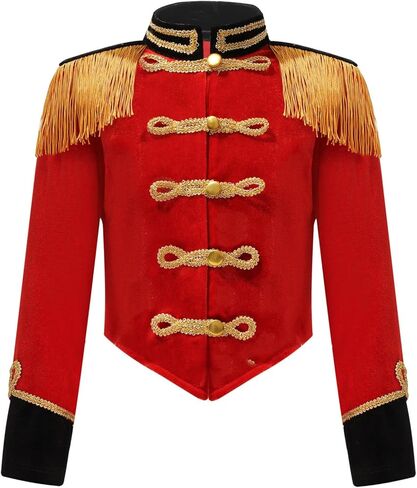 Kids Girls Circus Ringmaster Tassel Jacket Coat Tailcoats Drum Major Team Uniform for Carnival Party Red 6 Years in Saudi Arabia