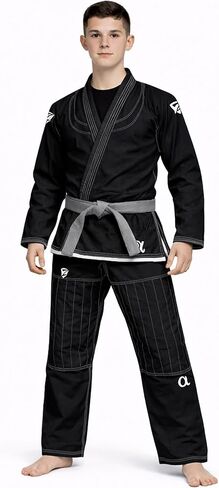 يوث ألفا جي - كيمونو BJJ ممتاز، نسيج لؤلؤي متين ومضاد للتمزق، يتضمن حزام وحقيبة بيضاء in Kuwait