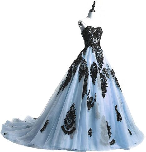 Kivary Long Ball Gown Black Lace Gothic Corset Formal Prom Evening Dresses in Saudi Arabia