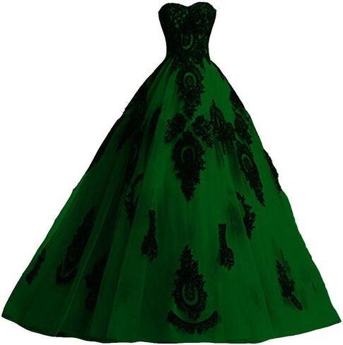 Kivary Long Ball Gown Black Lace Gothic Corset Formal Prom Evening Dresses in Saudi Arabia
