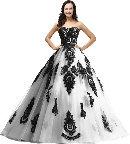 Kivary Long Ball Gown Black Lace Gothic Corset Formal Prom Evening Dresses in Saudi Arabia