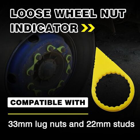 100PCS Wheel Nut Loose Warning Indicator Fit for 33MM Nuts, 22mm Studs, High Visibility Yellow (Pack of 100) in Saudi Arabia
