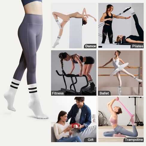 Pilates Socks with Grips for Women, Non Slip Grippy Socks, Soft Yoga & Barre Sock for Athletic Workout Hospital Gym, 4 Paris in Saudi Arabia