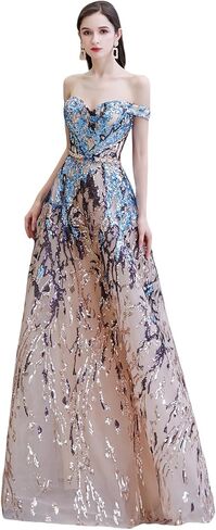 Women's V-Neck Sequins Sleeveless Lace-up Mermaid Evening Dress in Saudi Arabia