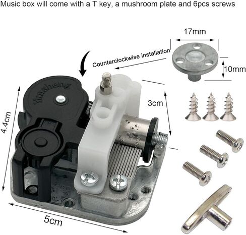 Pursuestar Amazing Grace Wind Up Music Box with Rotating Mushroom Plate, Yunsheng Musical Mechanism Movement for DIY Wooden Music Boxes in Saudi Arabia