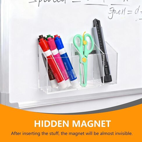 حامل قلم تحديد مغناطيسي جاف، حامل قلم تحديد مغناطيسي أكريليك مضاد للانزلاق للسبورة البيضاء، الثلاجة، ملحقات منظم خزانة مكتب ذات سعة كبيرة، كوب قلم رصاص للمدرسة المكتبية in Kuwait