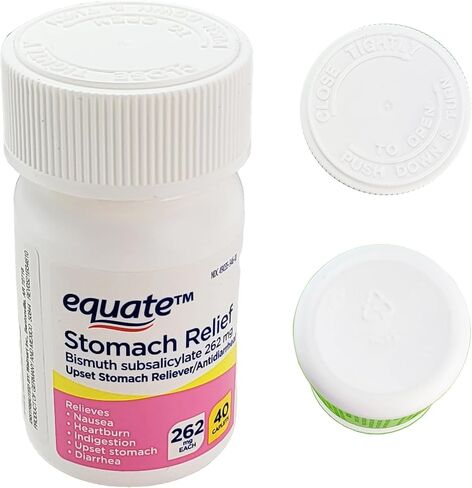 Healthy Surplus Equate Stomach Relief 262 mg 40 Caplets and Vital Volumes Diarrhea Tips Card | Bundle in Kuwait