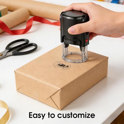 Custom Logo Stamp, Personalized Image Self-Inking Stamper, Customized Business Logo, Text & Address Stamps, 4 Sizes & 5 Ink Color Options for Professional Office Use in Kuwait