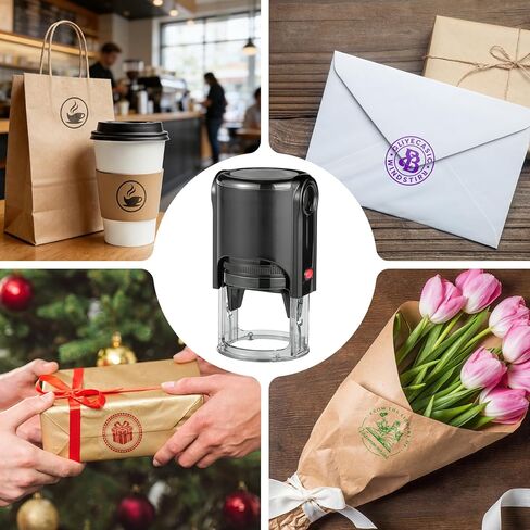 Custom Logo Stamp, Personalized Image Self-Inking Stamper, Customized Business Logo, Text & Address Stamps, 4 Sizes & 5 Ink Color Options for Professional Office Use in Kuwait