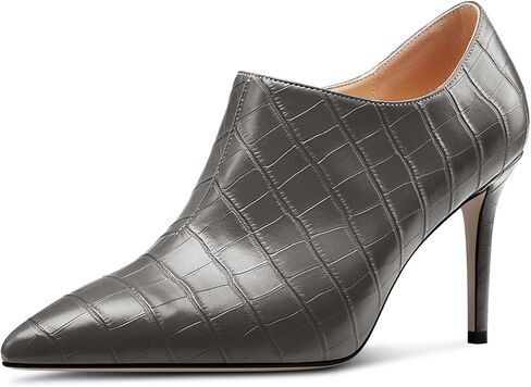 Saekcted إمرأة خنجر منتصف كعب أشار تو حذاء من الجلد قصير Bootie الانزلاق على سستة فستان الحفلات أحذية الشتاء in Kuwait