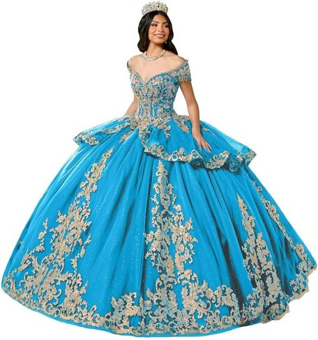 Glitter Tulle Quinceanera Dress with Train Luxury Tassel Sweet 15 16 Dress with Detachable Bow Gold Beaded Ball Gown in Saudi Arabia