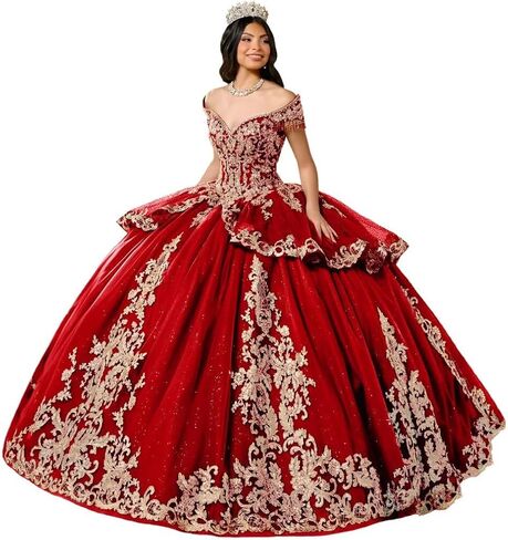 Glitter Tulle Quinceanera Dress with Train Luxury Tassel Sweet 15 16 Dress with Detachable Bow Gold Beaded Ball Gown in Saudi Arabia