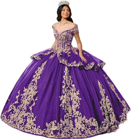 Glitter Tulle Quinceanera Dress with Train Luxury Tassel Sweet 15 16 Dress with Detachable Bow Gold Beaded Ball Gown in Saudi Arabia