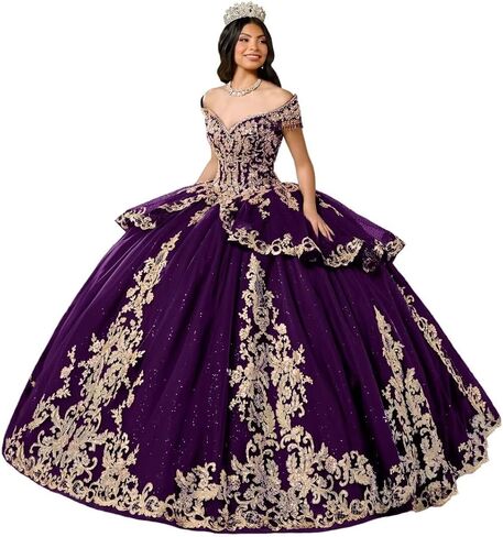 Glitter Tulle Quinceanera Dress with Train Luxury Tassel Sweet 15 16 Dress with Detachable Bow Gold Beaded Ball Gown in Saudi Arabia