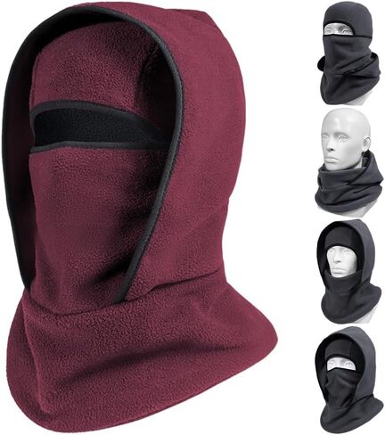 Outdoor Winter Warm Hat Neckband Integrated Cycling Mask, Sports Ski Head Face Cover, Windproof Cold Pullover Neck Mask in Saudi Arabia