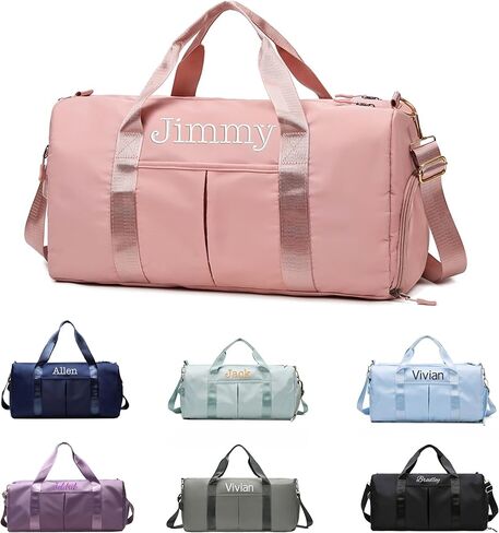 Personalized Duffel Bag, Embroidered Name,Custom Sport Gym Bags for Women/Men, Weekend Camp Bag With Wet Dry Pockets & Shoe, Overnight Bag for Women, Bridesmaid Gift,Cheerleading Dance Pack For Girls in Kuwait