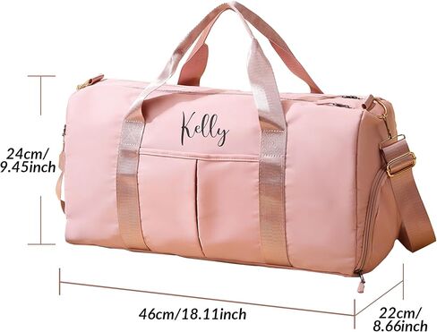 Personalized Duffel Bag, Embroidered Name,Custom Sport Gym Bags for Women/Men, Weekend Camp Bag With Wet Dry Pockets & Shoe, Overnight Bag for Women, Bridesmaid Gift,Cheerleading Dance Pack For Girls in Kuwait