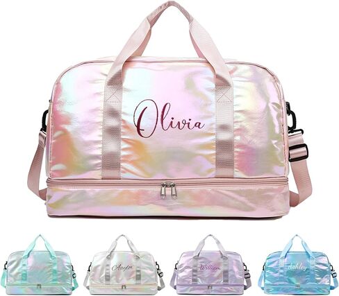 Personalized Duffel Bag, Embroidered Name,Custom Sport Gym Bags for Women/Men, Weekend Camp Bag With Wet Dry Pockets & Shoe, Overnight Bag for Women, Bridesmaid Gift,Cheerleading Dance Pack For Girls in Kuwait