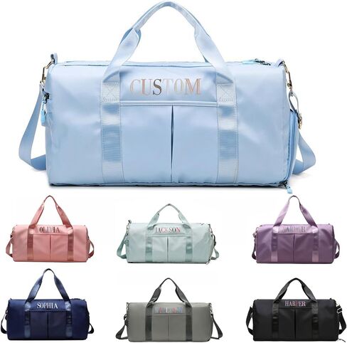 Personalized Duffel Bag, Embroidered Name,Custom Sport Gym Bags for Women/Men, Weekend Camp Bag With Wet Dry Pockets & Shoe, Overnight Bag for Women, Bridesmaid Gift,Cheerleading Dance Pack For Girls in Kuwait