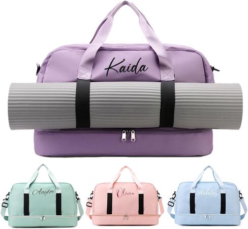 Personalized Duffel Bag, Embroidered Name,Custom Sport Gym Bags for Women/Men, Weekend Camp Bag With Wet Dry Pockets & Shoe, Overnight Bag for Women, Bridesmaid Gift,Cheerleading Dance Pack For Girls in Kuwait