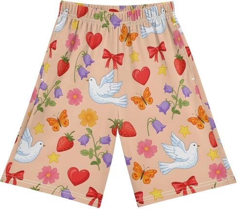 Lounge Pajama Shorts Sleep Pants Summer Soft PJ Bottoms 6-14 Years Birds Flowers Hearts Butterflies, in Kuwait
