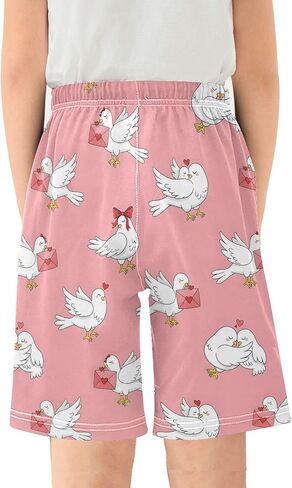Lounge Pajama Shorts Sleep Pants Summer Soft PJ Bottoms 6-14 Years Love Birds Envelopes Hearts, in Saudi Arabia