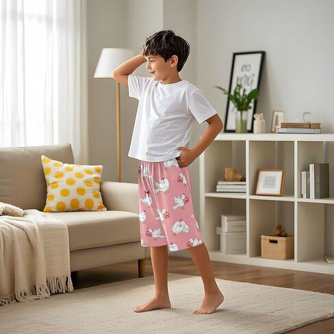 Lounge Pajama Shorts Sleep Pants Summer Soft PJ Bottoms 6-14 Years Love Birds Envelopes Hearts, in Saudi Arabia