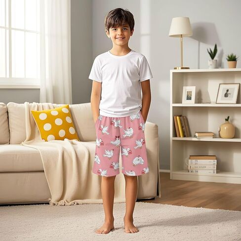 Lounge Pajama Shorts Sleep Pants Summer Soft PJ Bottoms 6-14 Years Love Birds Envelopes Hearts, in Saudi Arabia